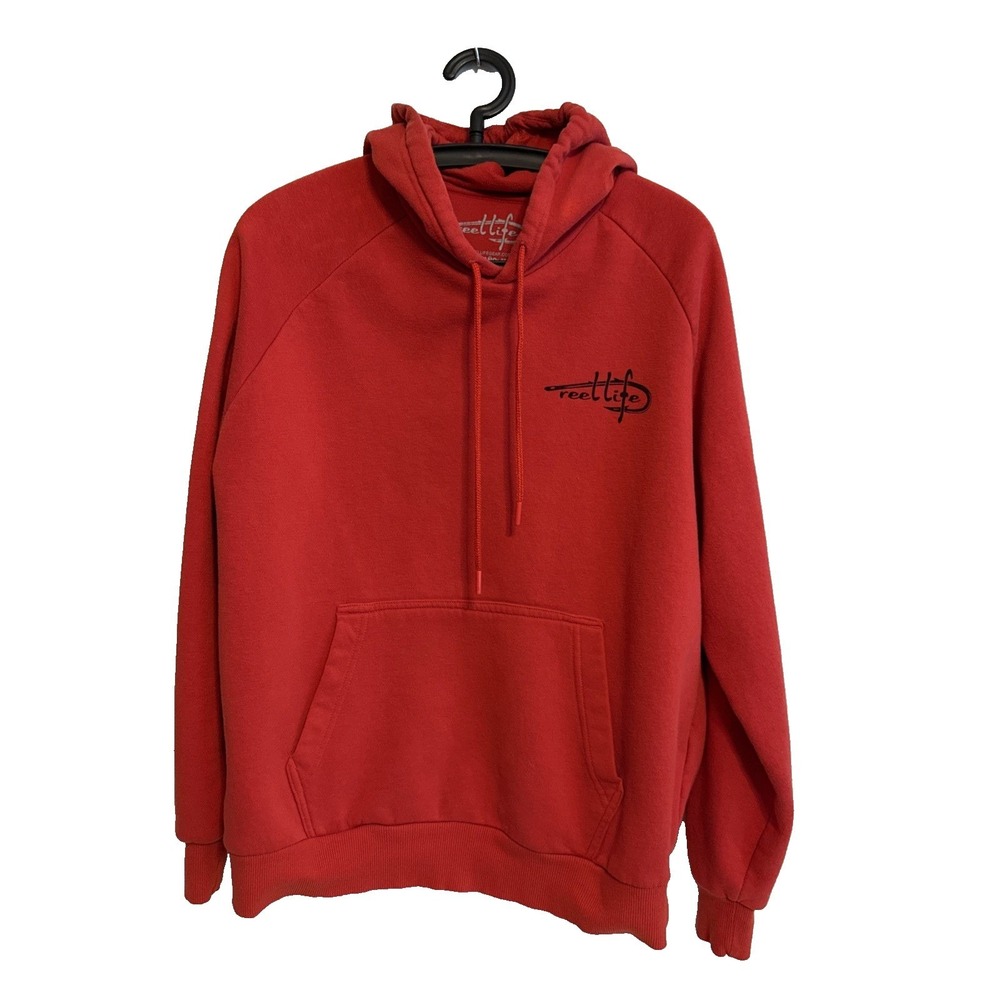 Reel Life Men's Red Hoodie Sweatshirt M Fisherman Outdoors Rugged Activewear